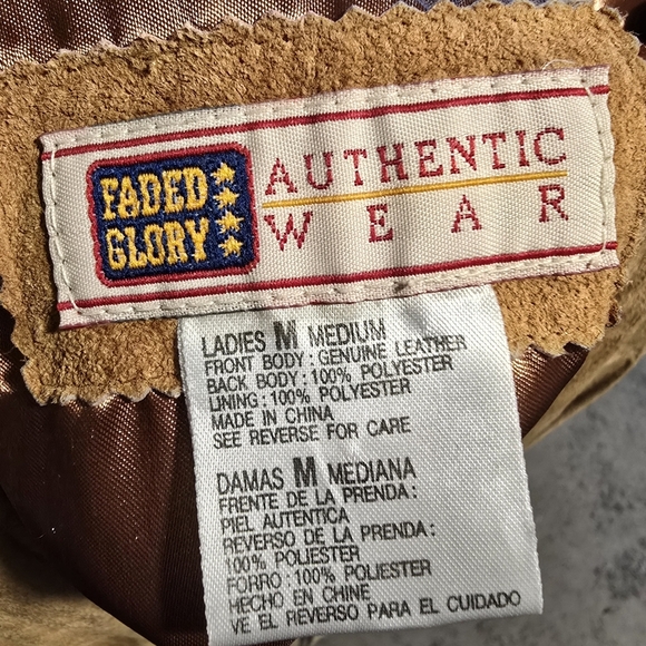 Vintage 90s Y2K Tan Suede Leather Zip-up Vest Faded Glory Women's M - Picture 6 of 8